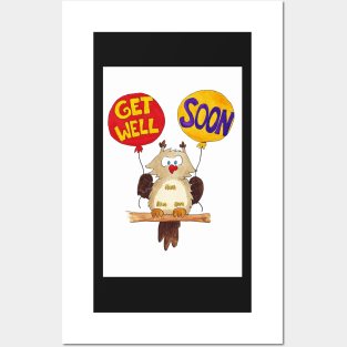 Get well soon Owl Posters and Art